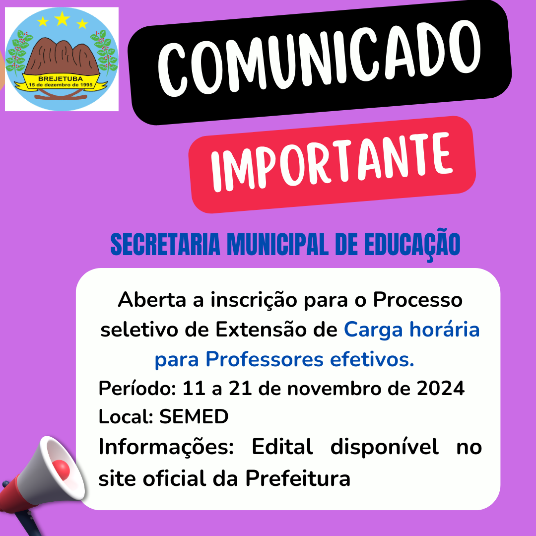 Imagem da notícia: Aberta as inscrições para o Processo seletivo de Extensão de carga horária para Professores Efetivos!